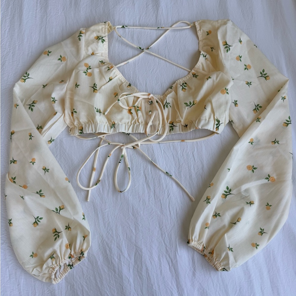 NWOT Princess Polly Yellow Floral Crop Top